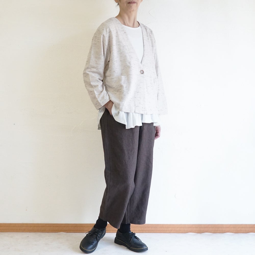 Branch m‘.,ブランチエム,ナチュラル,30代,40代,50代,60代,コットン,ゆったり,綿,アウター,カーディガン,ジャケット,羽織り,羽織,ライトアウター,Vネックジャケット,Vネックカーディガン,ネップ,ジャズネップ