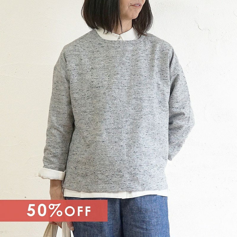 Branch m‘.,ブランチエム,ナチュラル,30代,40代,50代,60代,コットン,ゆったり,綿,プルオーバー,長袖,ネップ,ジャズネップ