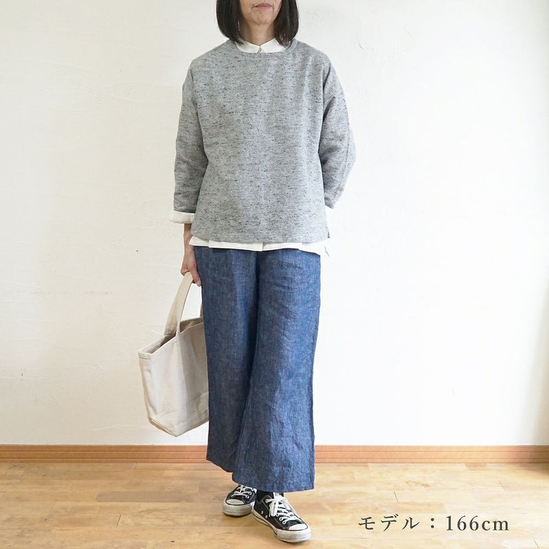 Branch m‘.,ブランチエム,ナチュラル,30代,40代,50代,60代,コットン,ゆったり,綿,プルオーバー,長袖,ネップ,ジャズネップ