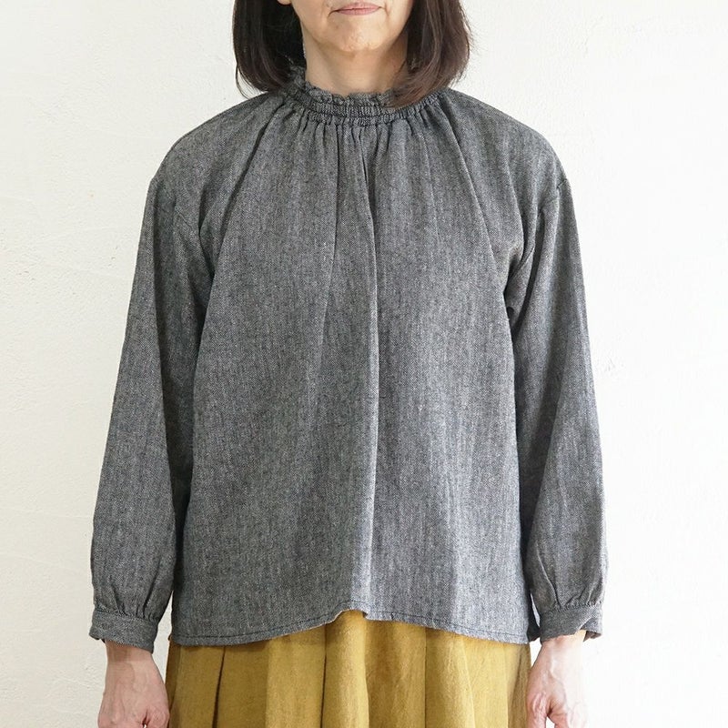 Branch m‘.,ブランチエム,ナチュラル,30代,40代,50代,60代,コットン,綿,ゆったり,blouse,ブラウス,フリルブラウス,