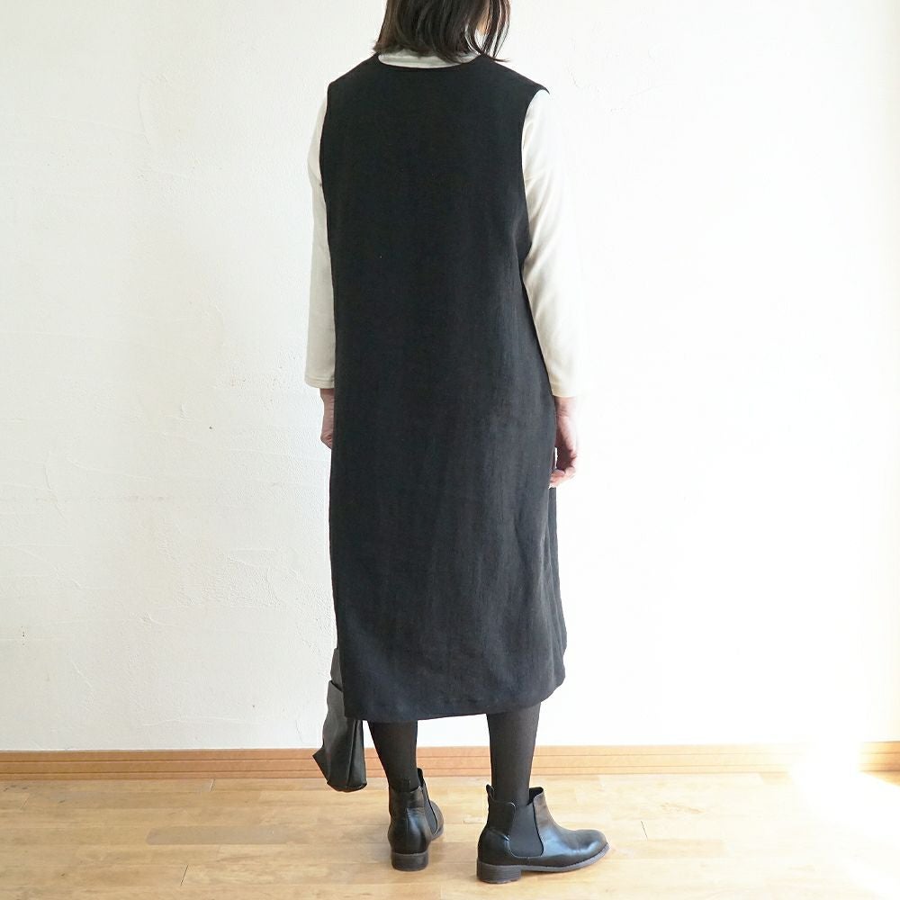 Branch m‘.,ブランチエム,ナチュラル,30代,40代,50代,60代,ゆったり,ウール,リネン,リネンウール,ワンピース,リネンワンピース,ノースリーブワンピース,キーネック,キーネックワンピース,