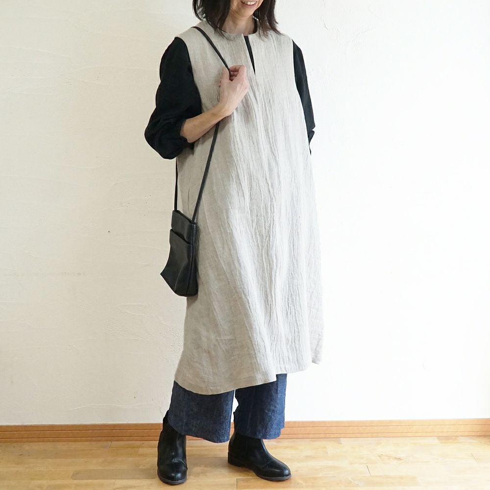 Branch m‘.,ブランチエム,ナチュラル,30代,40代,50代,60代,ゆったり,ウール,リネン,リネンウール,ワンピース,リネンワンピース,ノースリーブワンピース,キーネック,キーネックワンピース,