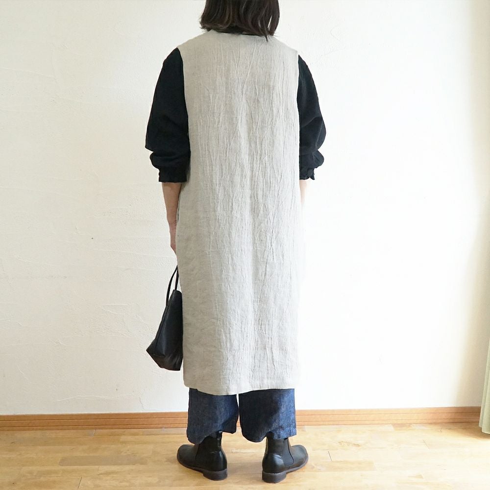 Branch m‘.,ブランチエム,ナチュラル,30代,40代,50代,60代,ゆったり,ウール,リネン,リネンウール,ワンピース,リネンワンピース,ノースリーブワンピース,キーネック,キーネックワンピース,