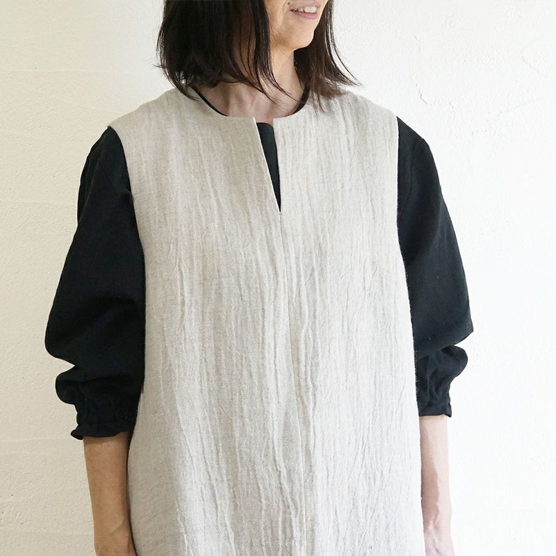Branch m‘.,ブランチエム,ナチュラル,30代,40代,50代,60代,ゆったり,ウール,リネン,リネンウール,ワンピース,リネンワンピース,ノースリーブワンピース,キーネック,キーネックワンピース,