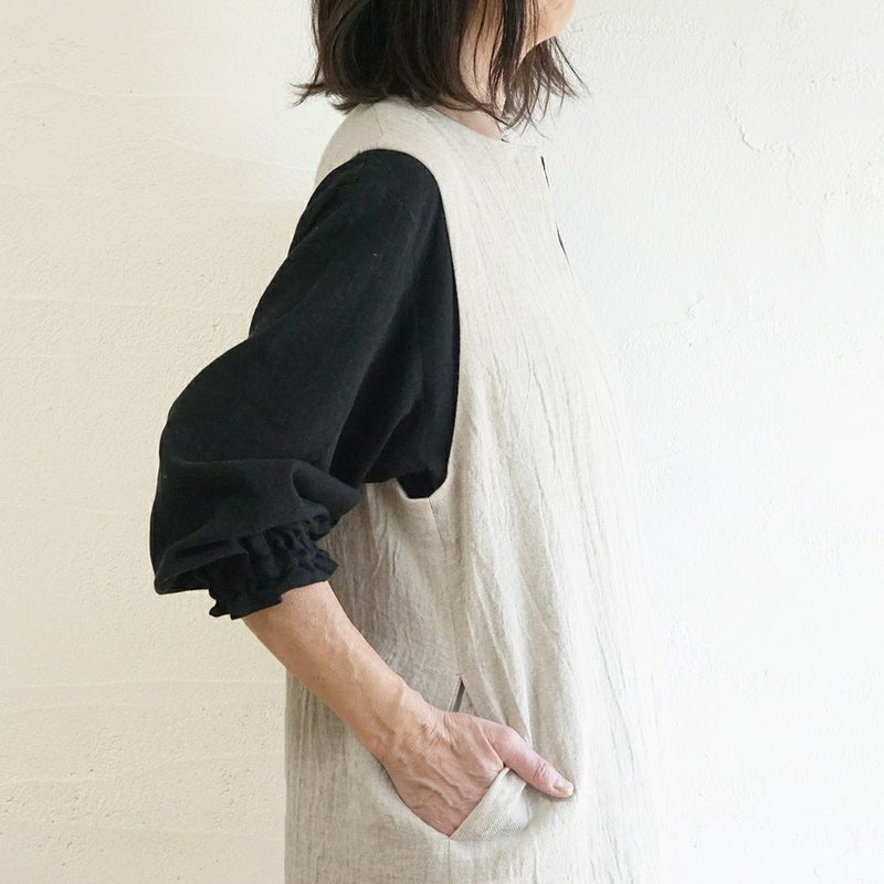 Branch m‘.,ブランチエム,ナチュラル,30代,40代,50代,60代,ゆったり,ウール,リネン,リネンウール,ワンピース,リネンワンピース,ノースリーブワンピース,キーネック,キーネックワンピース,