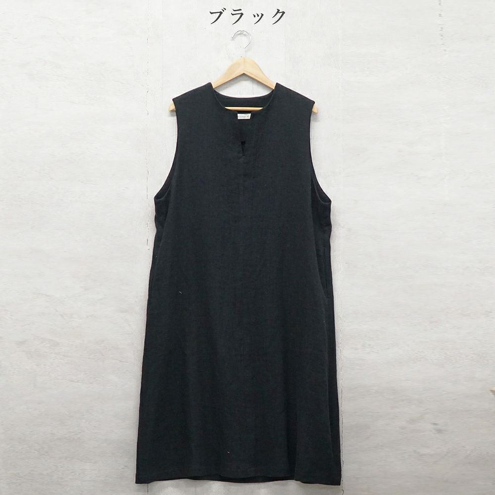 Branch m‘.,ブランチエム,ナチュラル,30代,40代,50代,60代,ゆったり,ウール,リネン,リネンウール,ワンピース,リネンワンピース,ノースリーブワンピース,キーネック,キーネックワンピース,