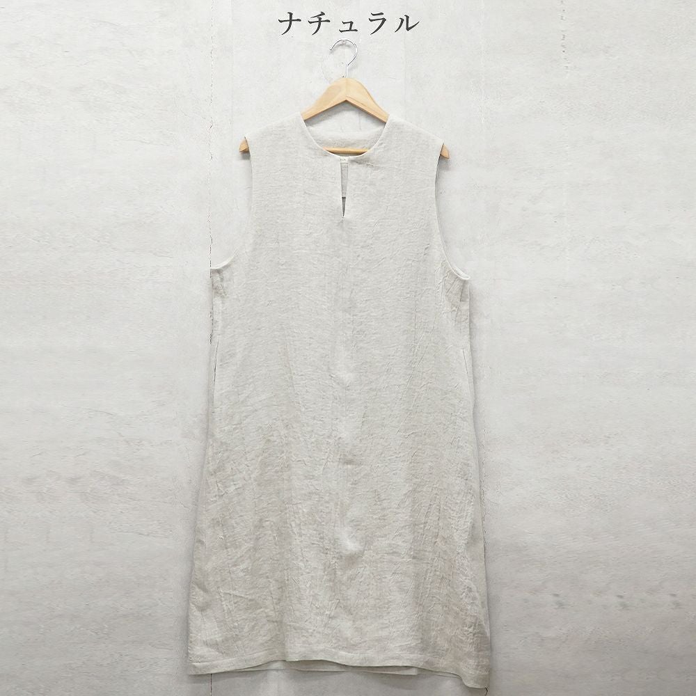 Branch m‘.,ブランチエム,ナチュラル,30代,40代,50代,60代,ゆったり,ウール,リネン,リネンウール,ワンピース,リネンワンピース,ノースリーブワンピース,キーネック,キーネックワンピース,