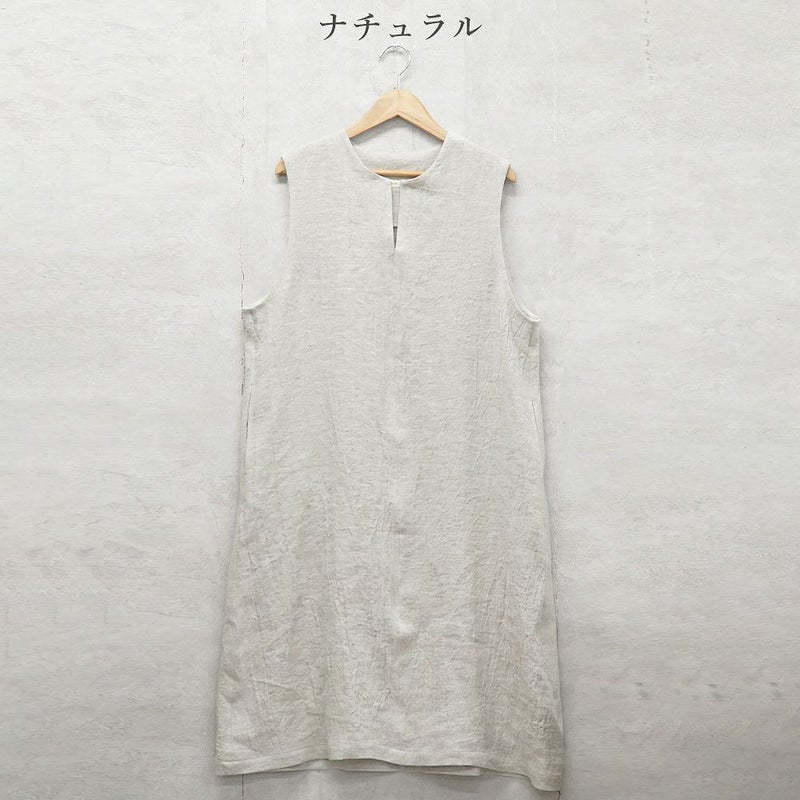 Branch m‘.,ブランチエム,ナチュラル,30代,40代,50代,60代,ゆったり,ウール,リネン,リネンウール,ワンピース,リネンワンピース,ノースリーブワンピース,キーネック,キーネックワンピース,