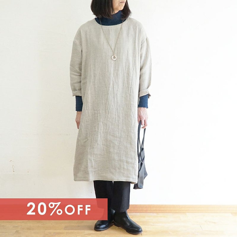 Branch m‘.,ブランチエム,ナチュラル,30代,40代,50代,60代,ゆったり,ウール,リネン,リネンウール,ワンピース,リネンワンピース,長袖ワンピース,