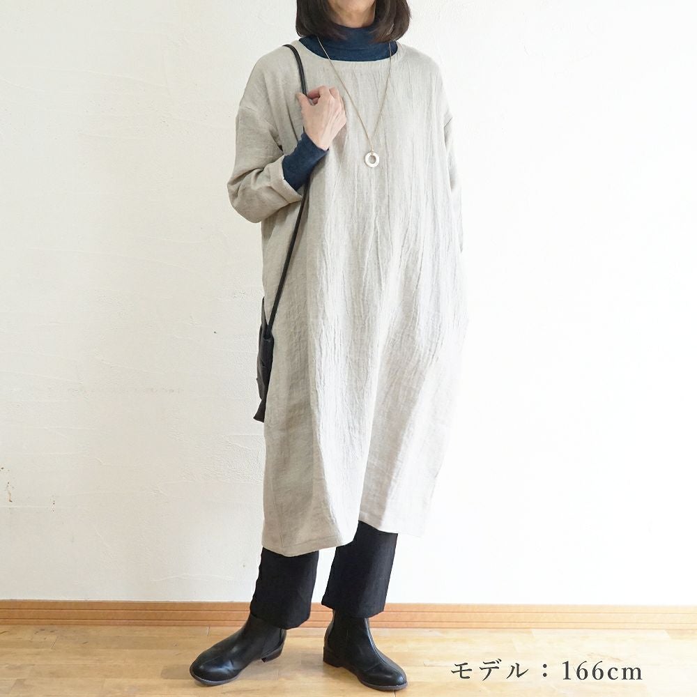 Branch m‘.,ブランチエム,ナチュラル,30代,40代,50代,60代,ゆったり,ウール,リネン,リネンウール,ワンピース,リネンワンピース,長袖ワンピース,