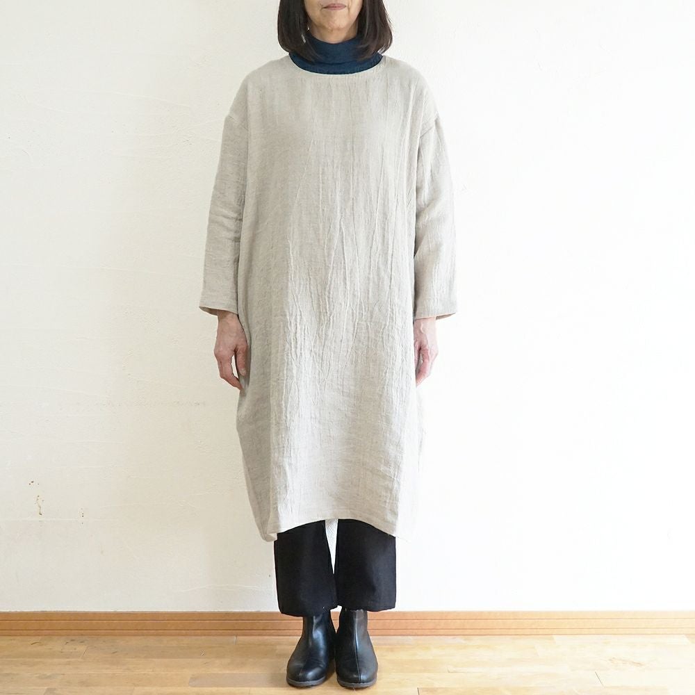 Branch m‘.,ブランチエム,ナチュラル,30代,40代,50代,60代,ゆったり,ウール,リネン,リネンウール,ワンピース,リネンワンピース,長袖ワンピース,