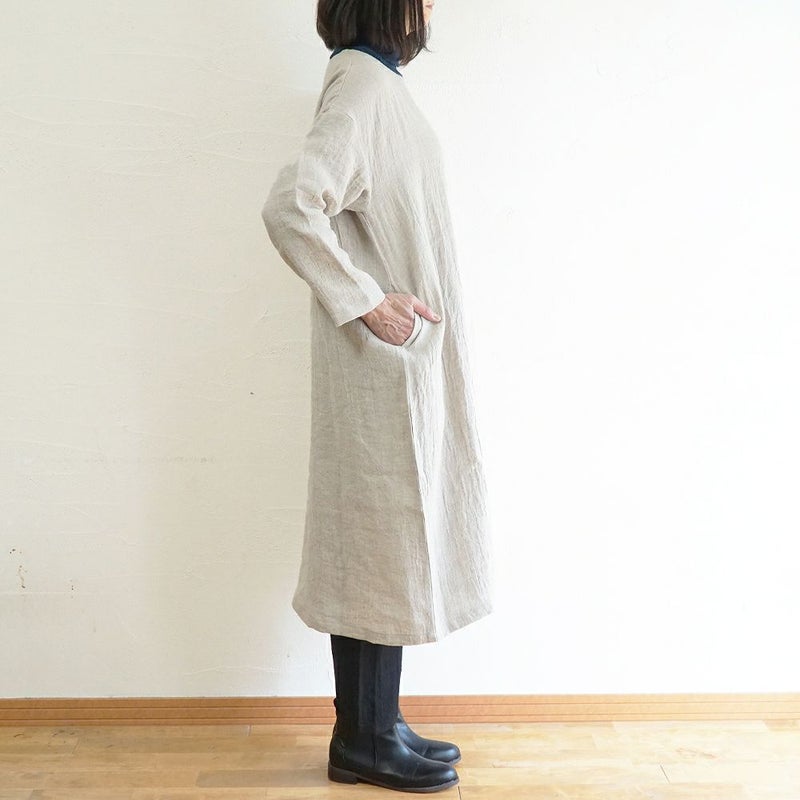 Branch m‘.,ブランチエム,ナチュラル,30代,40代,50代,60代,ゆったり,ウール,リネン,リネンウール,ワンピース,リネンワンピース,長袖ワンピース,