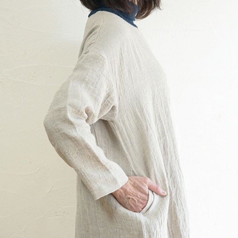 Branch m‘.,ブランチエム,ナチュラル,30代,40代,50代,60代,ゆったり,ウール,リネン,リネンウール,ワンピース,リネンワンピース,長袖ワンピース,