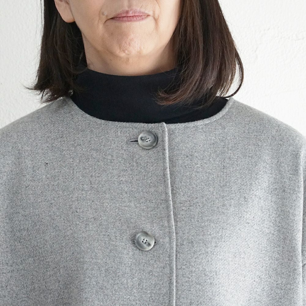 Branch m‘.,ブランチエム,ナチュラル,30代,40代,50代,60代,ウール,ゆったり,コート,ジャケット,ノーカラーコート,裏地,ノーカラー,クルーネック,クルーネックコート