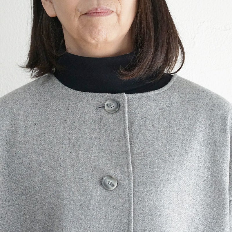 Branch m‘.,ブランチエム,ナチュラル,30代,40代,50代,60代,ウール,ゆったり,コート,ジャケット,ノーカラーコート,裏地,ノーカラー,クルーネック,クルーネックコート