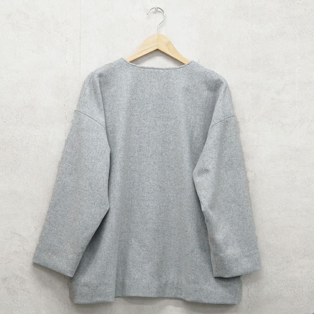 Branch m‘.,ブランチエム,ナチュラル,30代,40代,50代,60代,ウール,ゆったり,コート,ジャケット,ノーカラーコート,裏地,ノーカラー,クルーネック,クルーネックコート