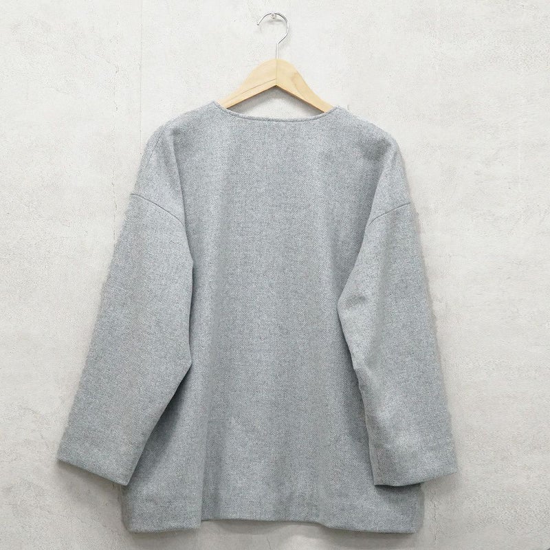 Branch m‘.,ブランチエム,ナチュラル,30代,40代,50代,60代,ウール,ゆったり,コート,ジャケット,ノーカラーコート,裏地,ノーカラー,クルーネック,クルーネックコート