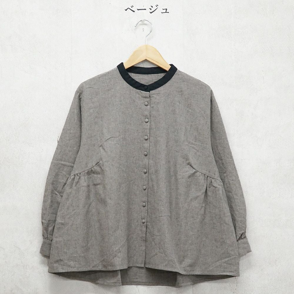 Branch m‘.,ブランチエム,ナチュラル,30代,40代,50代,60代,ゆったり,コットン,綿,リネン,麻,コットンリネン,ブラウス,起毛,起毛ブラウス,配色,配色ブラウス,