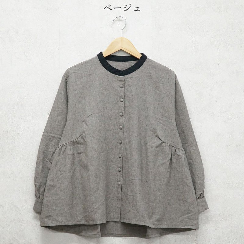 Branch m‘.,ブランチエム,ナチュラル,30代,40代,50代,60代,ゆったり,コットン,綿,リネン,麻,コットンリネン,ブラウス,起毛,起毛ブラウス,配色,配色ブラウス,
