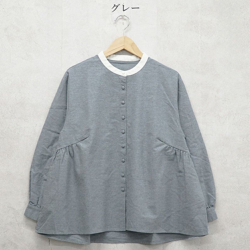 Branch m‘.,ブランチエム,ナチュラル,30代,40代,50代,60代,ゆったり,コットン,綿,リネン,麻,コットンリネン,ブラウス,起毛,起毛ブラウス,配色,配色ブラウス,