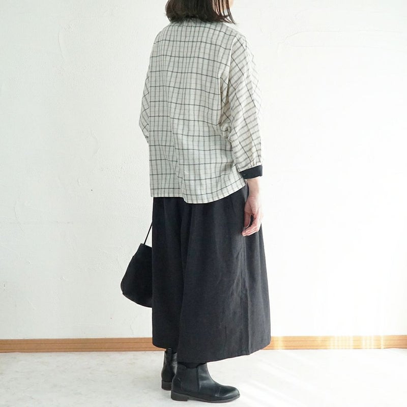 Branch m‘.,ブランチエム,ナチュラル,30代,40代,50代,60代,ゆったり,コットン,綿,リネン,麻,コットンリネン,ブラウス,チェック,チェックブラウス,配色,配色ブラウス,