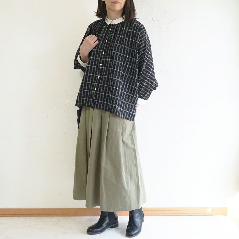 Branch m‘.,ブランチエム,ナチュラル,30代,40代,50代,60代,ゆったり,コットン,綿,リネン,麻,コットンリネン,ブラウス,チェック,チェックブラウス,配色,配色ブラウス,