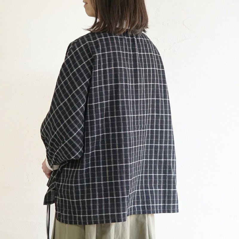 Branch m‘.,ブランチエム,ナチュラル,30代,40代,50代,60代,ゆったり,コットン,綿,リネン,麻,コットンリネン,ブラウス,チェック,チェックブラウス,配色,配色ブラウス,
