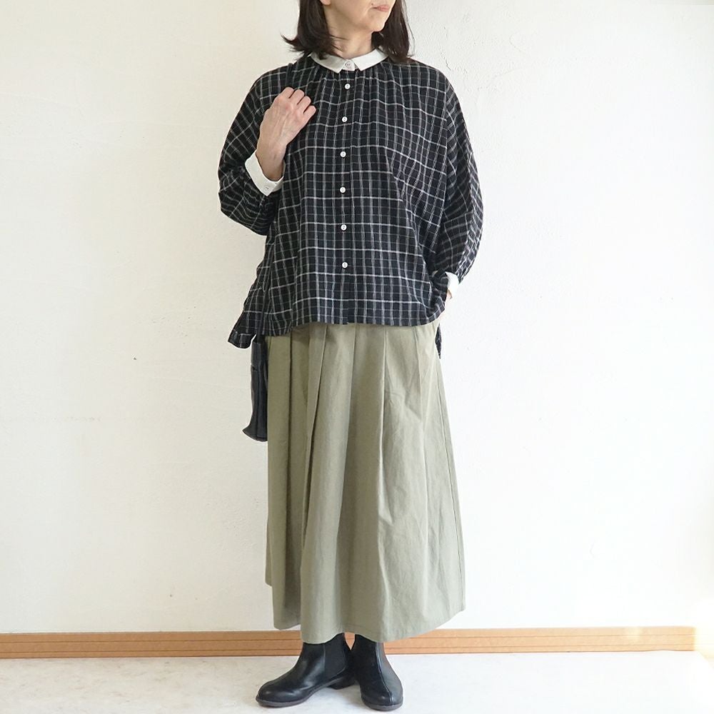 Branch m‘.,ブランチエム,ナチュラル,30代,40代,50代,60代,ゆったり,コットン,綿,リネン,麻,コットンリネン,ブラウス,チェック,チェックブラウス,配色,配色ブラウス,