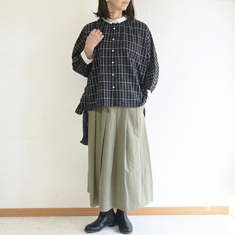 Branch m‘.,ブランチエム,ナチュラル,30代,40代,50代,60代,ゆったり,コットン,綿,リネン,麻,コットンリネン,ブラウス,チェック,チェックブラウス,配色,配色ブラウス,