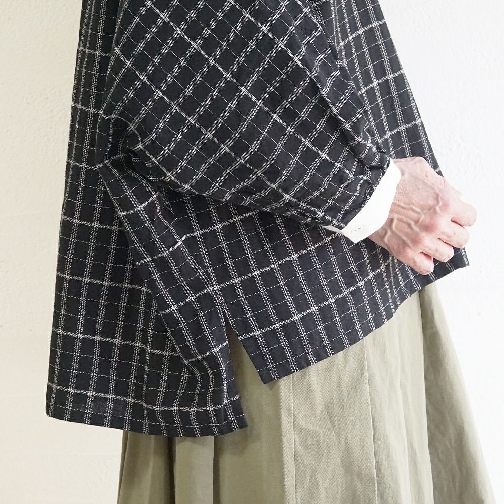 Branch m‘.,ブランチエム,ナチュラル,30代,40代,50代,60代,ゆったり,コットン,綿,リネン,麻,コットンリネン,ブラウス,チェック,チェックブラウス,配色,配色ブラウス,