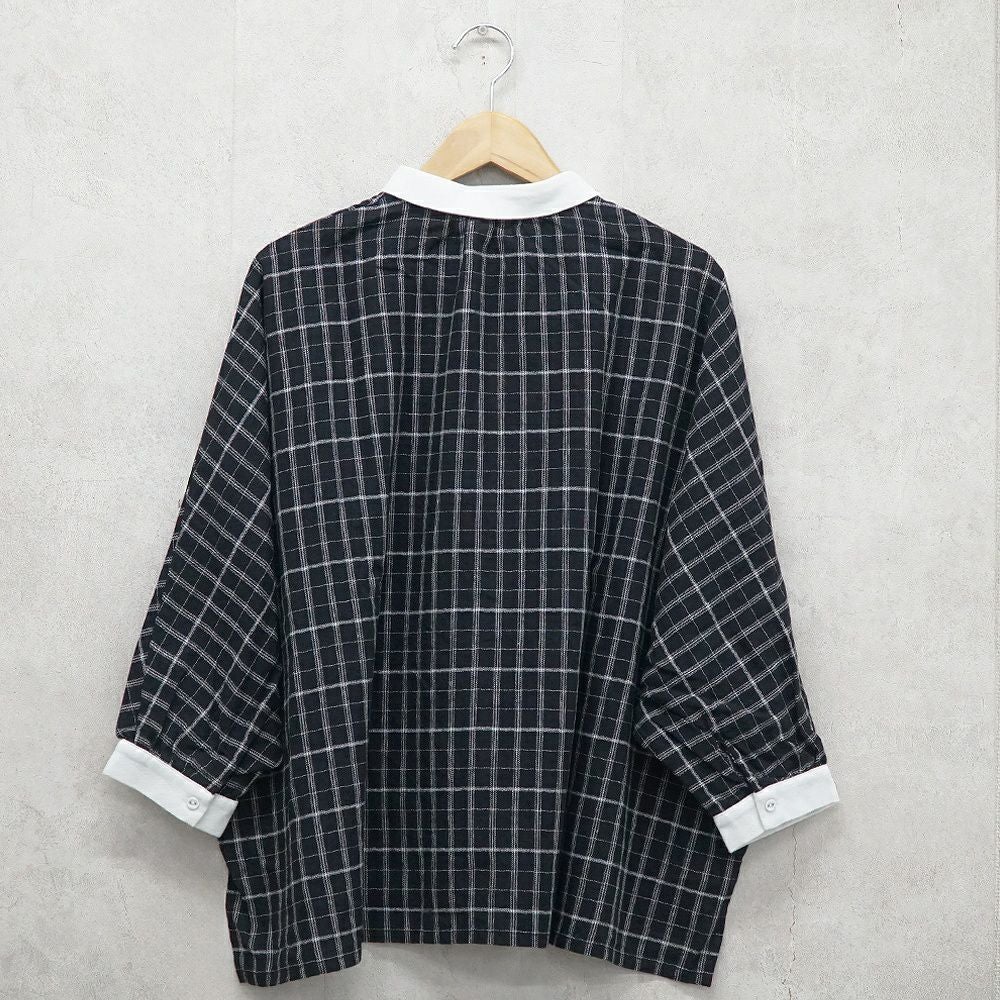 Branch m‘.,ブランチエム,ナチュラル,30代,40代,50代,60代,ゆったり,コットン,綿,リネン,麻,コットンリネン,ブラウス,チェック,チェックブラウス,配色,配色ブラウス,