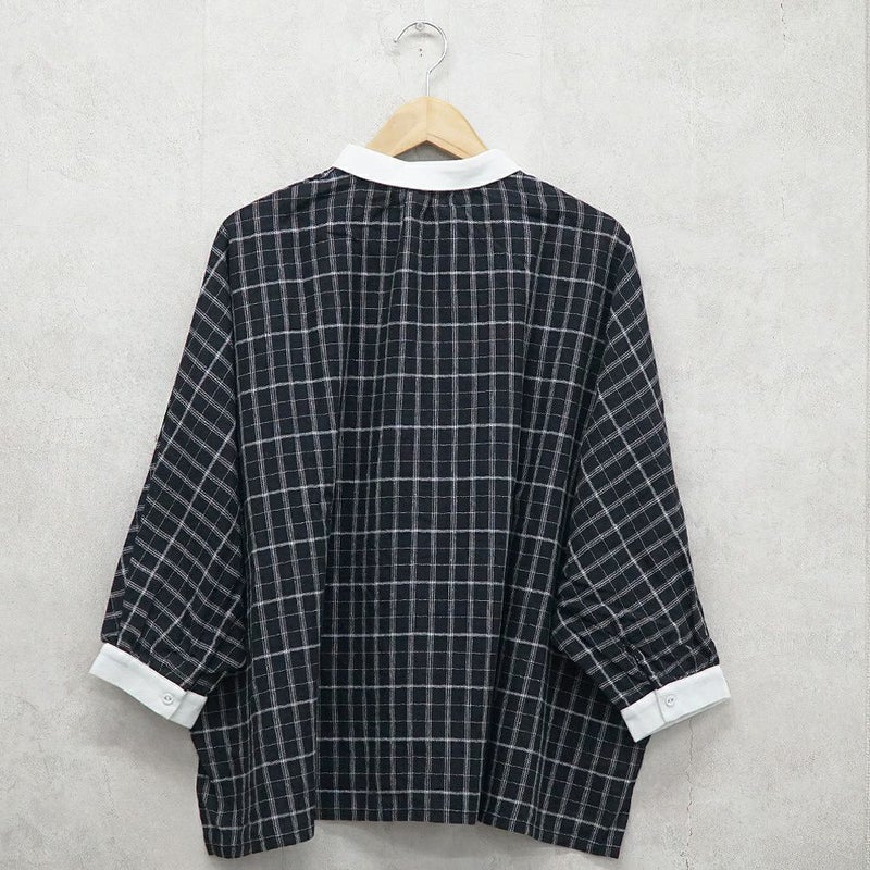 Branch m‘.,ブランチエム,ナチュラル,30代,40代,50代,60代,ゆったり,コットン,綿,リネン,麻,コットンリネン,ブラウス,チェック,チェックブラウス,配色,配色ブラウス,