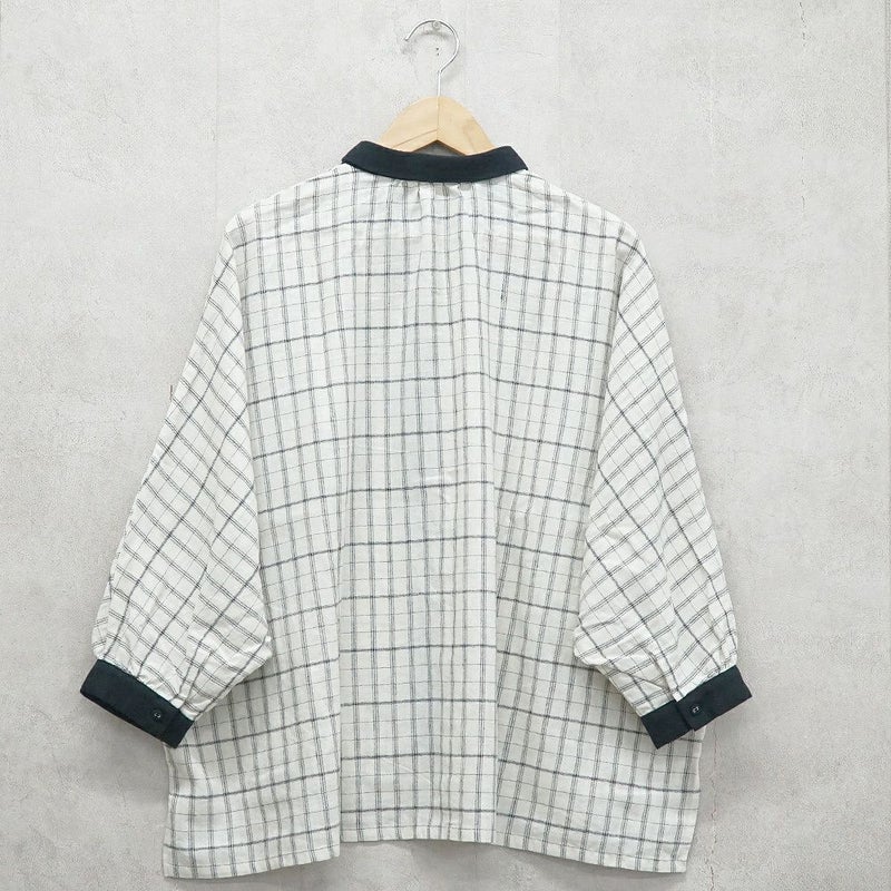 Branch m‘.,ブランチエム,ナチュラル,30代,40代,50代,60代,ゆったり,コットン,綿,リネン,麻,コットンリネン,ブラウス,チェック,チェックブラウス,配色,配色ブラウス,