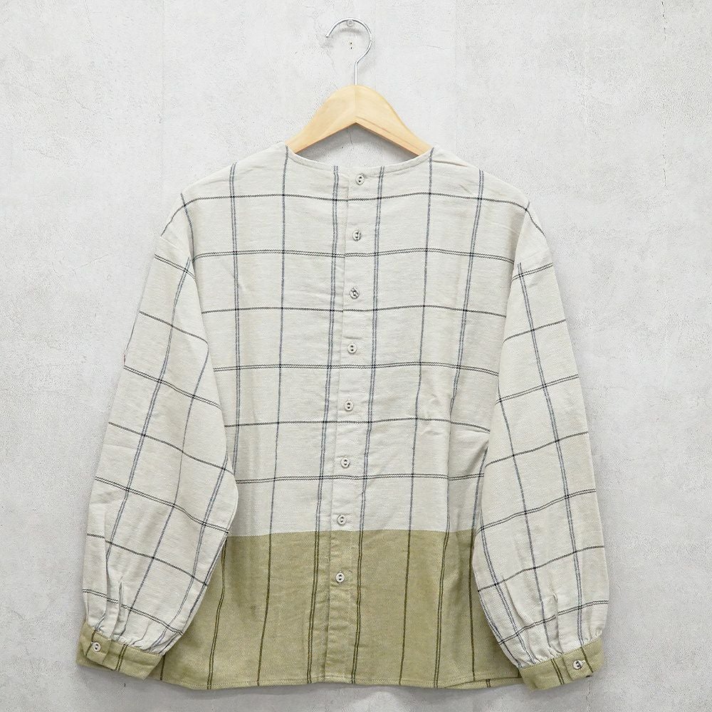 Branch m‘.,ブランチエム,ナチュラル,30代,40代,50代,60代,ゆったり,コットン,綿,リネン,麻,コットンリネン,ブラウス,チェック,チェックブラウス,配色,配色ブラウス,起毛ブラウス,起毛,プルオーバーブラウス,プルオーバー