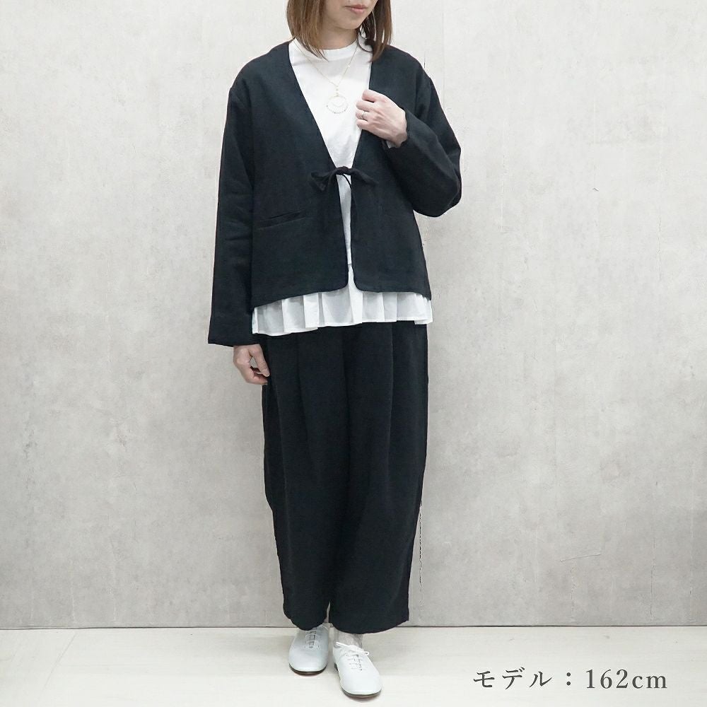 Branch m‘.,ブランチエム,ナチュラル,30代,40代,50代,60代,リネン,ゆったり,ジャケット,リネンジャケット,Vネックジャケット,Vネック,ショート丈,ショートジャケット,フォーマル,オケージョン,セットアップ