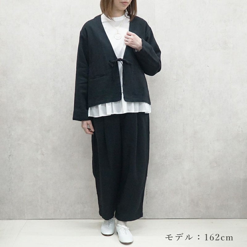 Branch m‘.,ブランチエム,ナチュラル,30代,40代,50代,60代,リネン,ゆったり,ジャケット,リネンジャケット,Vネックジャケット,Vネック,ショート丈,ショートジャケット,フォーマル,オケージョン,セットアップ