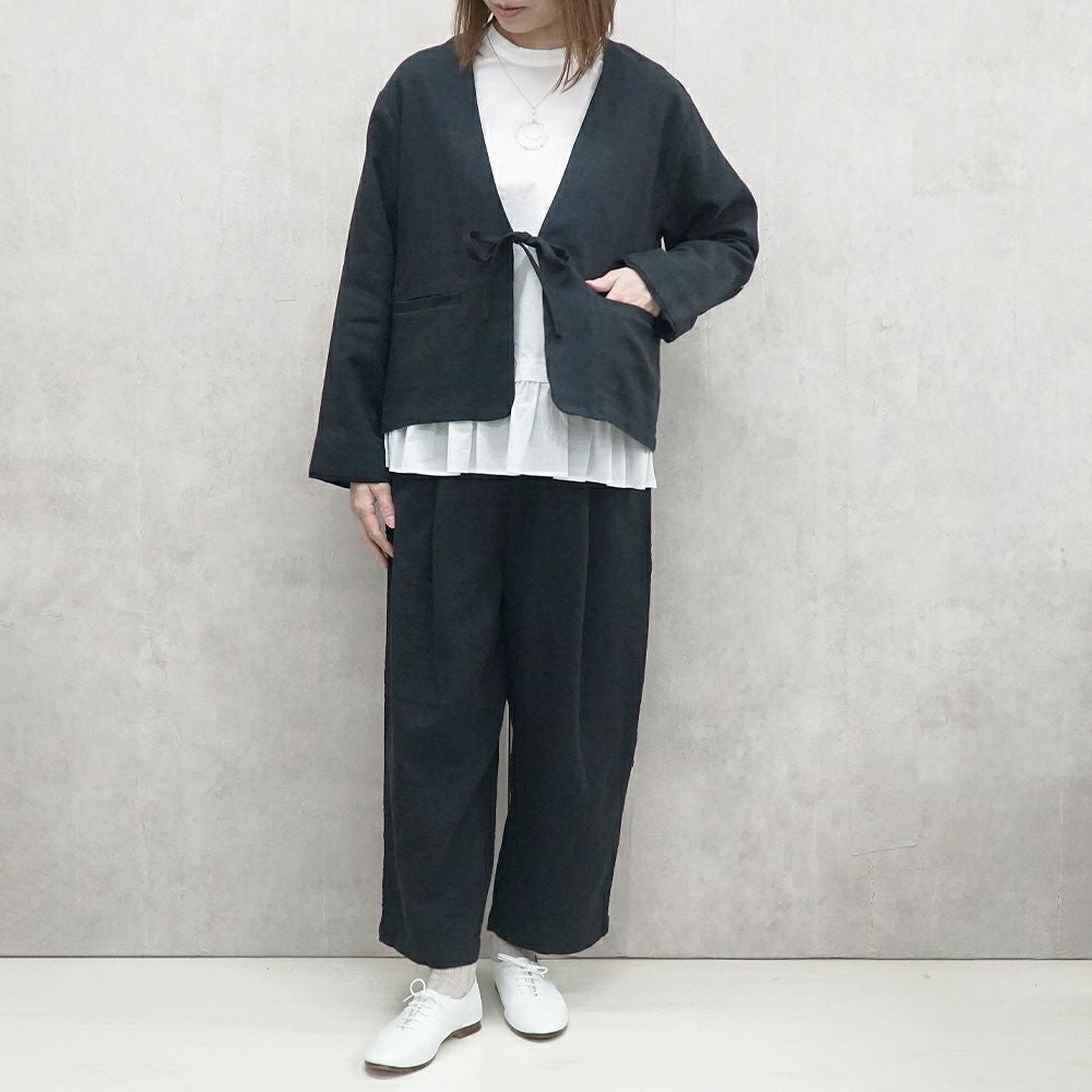 Branch m‘.,ブランチエム,ナチュラル,30代,40代,50代,60代,リネン,ゆったり,ジャケット,リネンジャケット,Vネックジャケット,Vネック,ショート丈,ショートジャケット,フォーマル,オケージョン,セットアップ