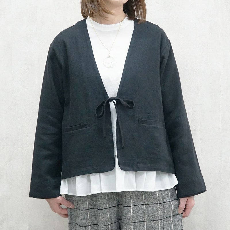 Branch m‘.,ブランチエム,ナチュラル,30代,40代,50代,60代,リネン,ゆったり,ジャケット,リネンジャケット,Vネックジャケット,Vネック,ショート丈,ショートジャケット,フォーマル,オケージョン,セットアップ