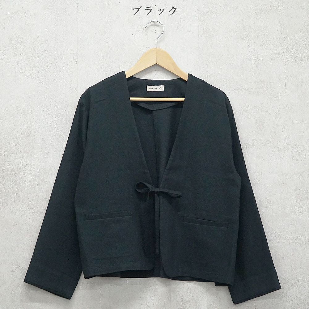 Branch m‘.,ブランチエム,ナチュラル,30代,40代,50代,60代,リネン,ゆったり,ジャケット,リネンジャケット,Vネックジャケット,Vネック,ショート丈,ショートジャケット,フォーマル,オケージョン,セットアップ