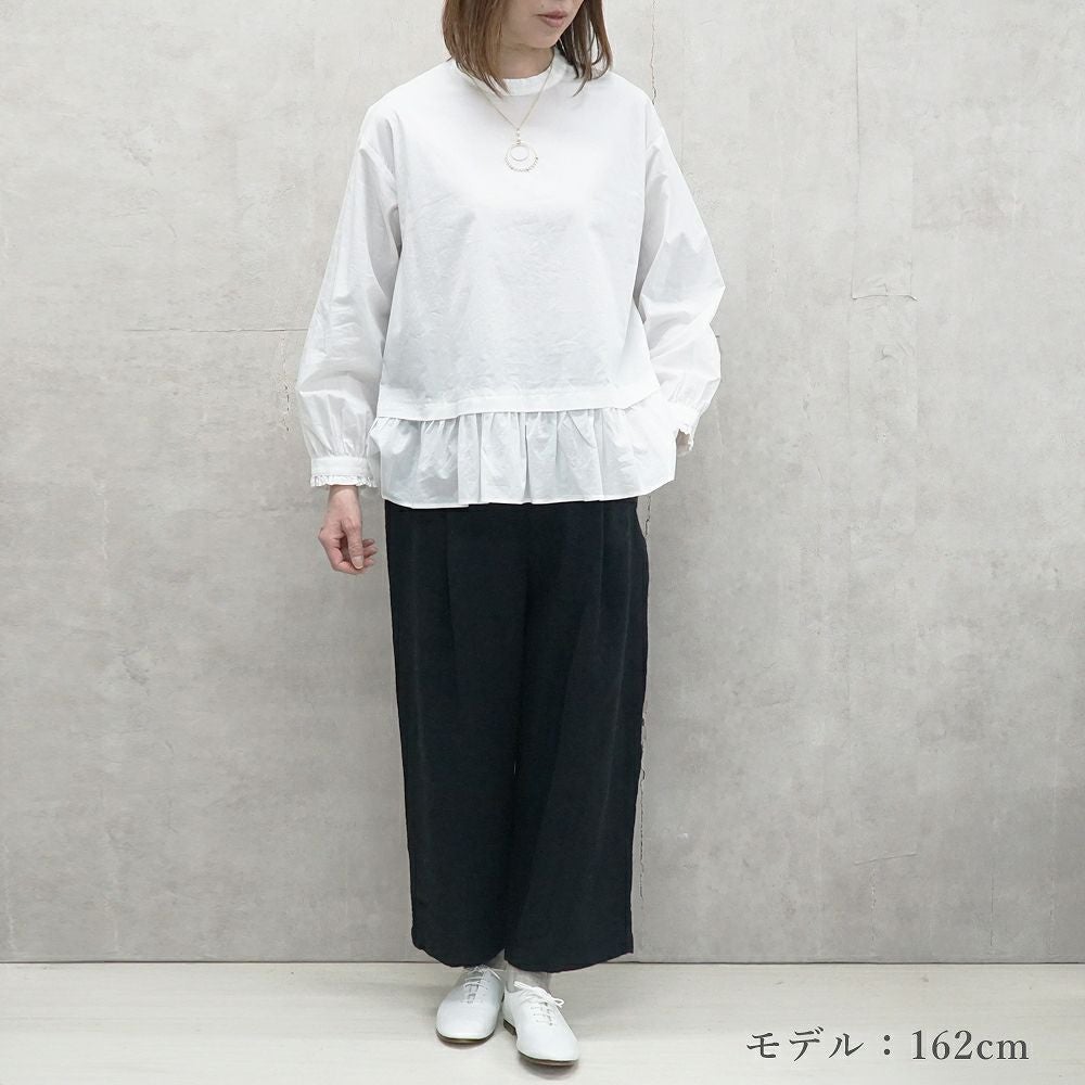 Branch m‘.,ブランチエム,ナチュラル,30代,40代,50代,60代,コットン,ゆったり,コットン,コットンブラウス,綿ブラウス,フリル,フリルブラウス,フォーマル,オケージョン,セットアップ,レイヤード,レイヤードコーデ,