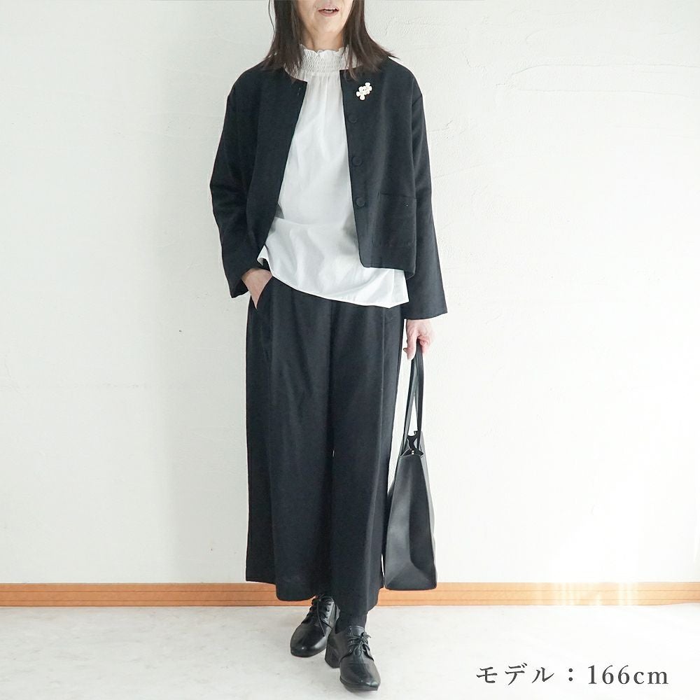 Branch m‘.,ブランチエム,ナチュラル,30代,40代,50代,60代,コーデセット,コーディネートセット,セット売り,ゆったり,セットアップ,ワイドパンツ,ジャケット,クルーネック,ノーカラージャケット,クルーネックジャケット