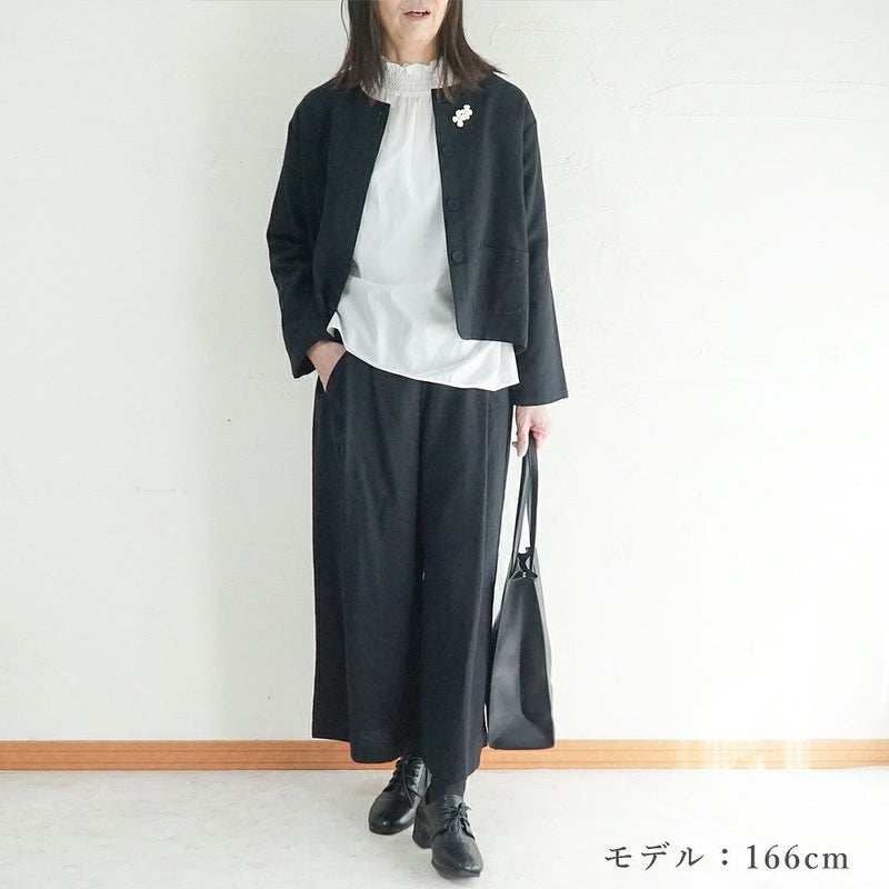 Branch m‘.,ブランチエム,ナチュラル,30代,40代,50代,60代,コーデセット,コーディネートセット,セット売り,ゆったり,セットアップ,ワイドパンツ,ジャケット,クルーネック,ノーカラージャケット,クルーネックジャケット