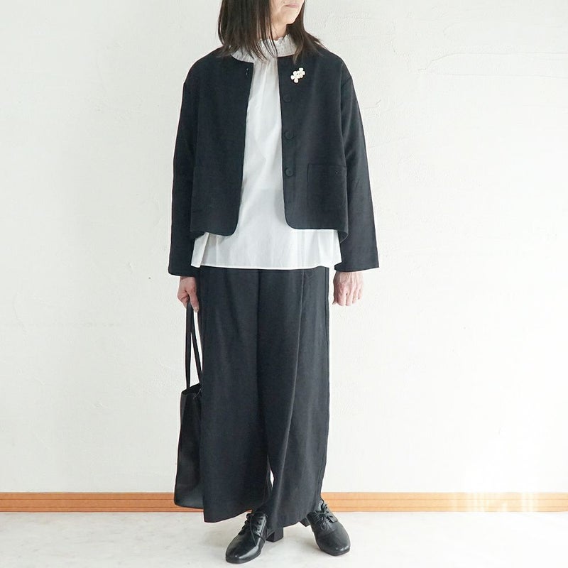 Branch m‘.,ブランチエム,ナチュラル,30代,40代,50代,60代,コーデセット,コーディネートセット,セット売り,ゆったり,セットアップ,ワイドパンツ,ジャケット,クルーネック,ノーカラージャケット,クルーネックジャケット