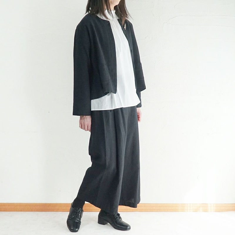 Branch m‘.,ブランチエム,ナチュラル,30代,40代,50代,60代,コーデセット,コーディネートセット,セット売り,ゆったり,セットアップ,ワイドパンツ,ジャケット,クルーネック,ノーカラージャケット,クルーネックジャケット