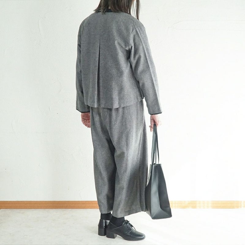 Branch m‘.,ブランチエム,ナチュラル,30代,40代,50代,60代,コーデセット,コーディネートセット,セット売り,ゆったり,セットアップ,ワイドパンツ,ジャケット,クルーネック,ノーカラージャケット,クルーネックジャケット