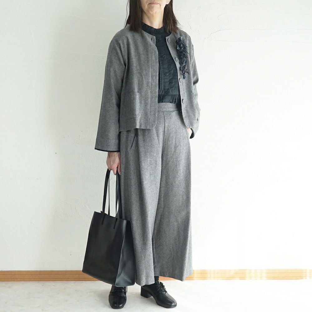 Branch m‘.,ブランチエム,ナチュラル,30代,40代,50代,60代,コーデセット,コーディネートセット,セット売り,ゆったり,セットアップ,ワイドパンツ,ジャケット,クルーネック,ノーカラージャケット,クルーネックジャケット