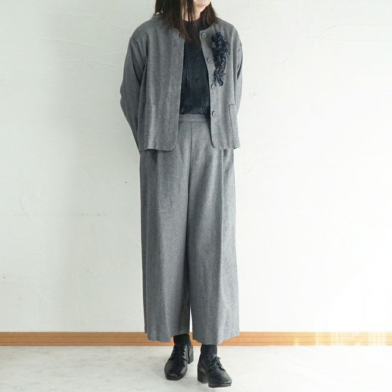 Branch m‘.,ブランチエム,ナチュラル,30代,40代,50代,60代,コーデセット,コーディネートセット,セット売り,ゆったり,セットアップ,ワイドパンツ,ジャケット,クルーネック,ノーカラージャケット,クルーネックジャケット