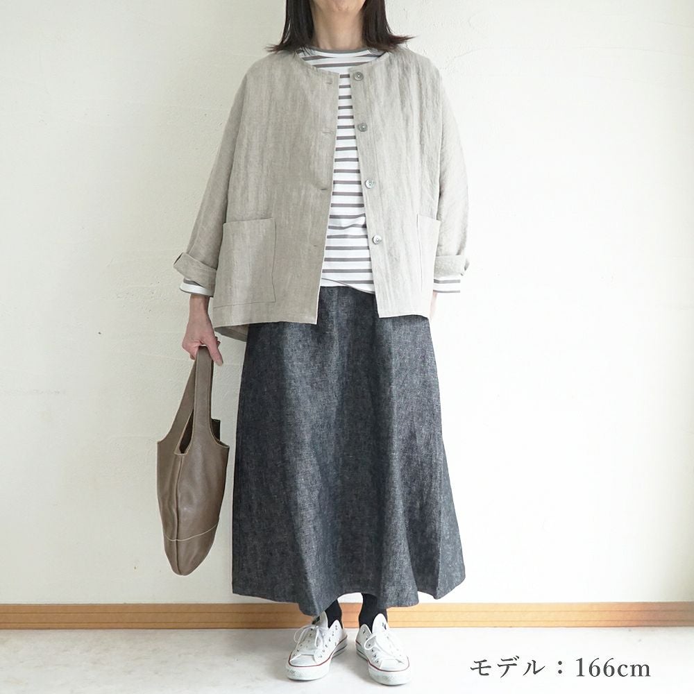 Branch m‘.,ブランチエム,ナチュラル,30代,40代,50代,60代,リネン,ゆったり,ジャケット,リネンジャケット,クルーネックジャケット,ノーカラージャケット,フォーマル,オケージョン,セットアップ,ドルマンスリーブ,ドルマンジャケット,