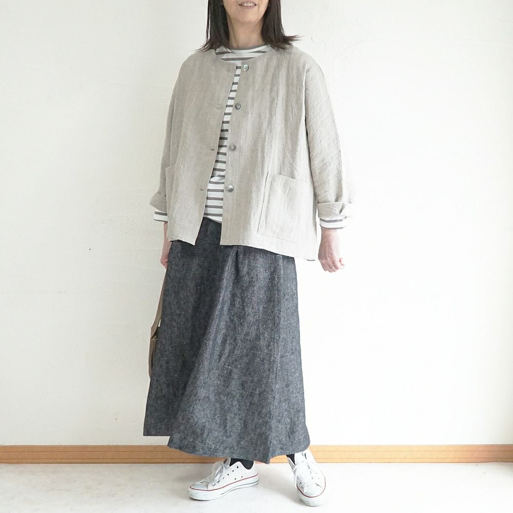 Branch m‘.,ブランチエム,ナチュラル,30代,40代,50代,60代,リネン,ゆったり,ジャケット,リネンジャケット,クルーネックジャケット,ノーカラージャケット,フォーマル,オケージョン,セットアップ,ドルマンスリーブ,ドルマンジャケット,