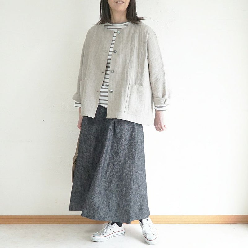 Branch m‘.,ブランチエム,ナチュラル,30代,40代,50代,60代,リネン,ゆったり,ジャケット,リネンジャケット,クルーネックジャケット,ノーカラージャケット,フォーマル,オケージョン,セットアップ,ドルマンスリーブ,ドルマンジャケット,